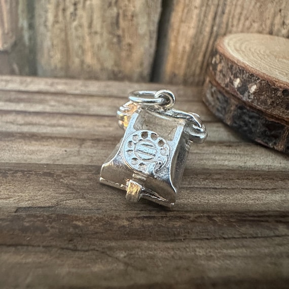 Vintage Solid Silver Opening Telephone Charm, Tra… - image 2