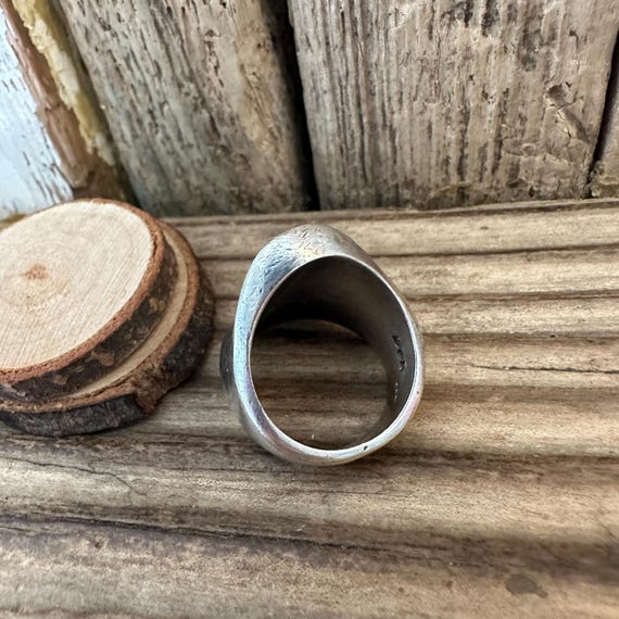 Vintage Solid Silver Brutalist Ring, 1980s London… - image 8