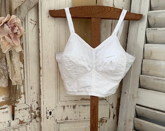 Vintage corset bra, bralette top, brassiere, antique lingerie