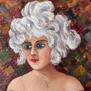 Peinture vintage danseuse tutu années 1930 - poupée de thé - poupée boudoir - danseuse années 1930 - carnaval - nature morte