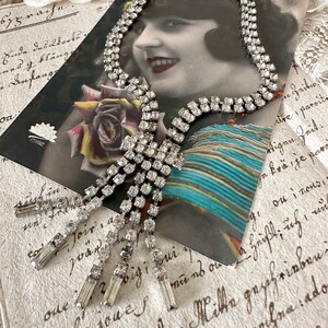 Beautiful vintage rhinestone necklace with tassel from Austria