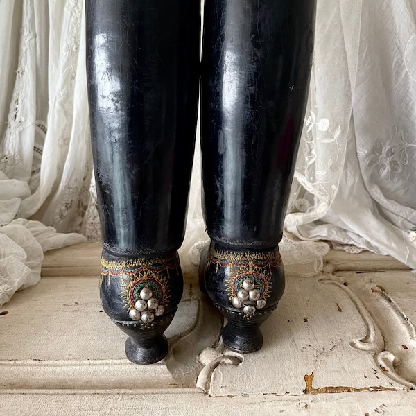 Antique 1800s riding boots Csardas boots Hussar boots Austria Hungarian monarchy riding boots embroidered