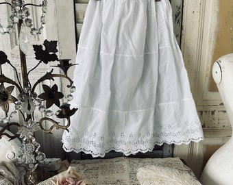 Beautiful vintage petticoat, embroidered ruffled lace, romantic shabby