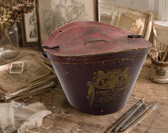 Antik hattask från Albert Klippel hattfabrik - Berlin cirka 1880 - Hatbox Antik - Tysk
