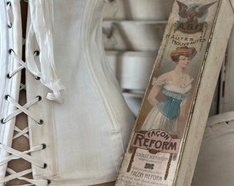 Antikes Korsett mit Original Box Edwardian Corset - Reform Mieder “Wiener Mode” Shabby Brocante Chic