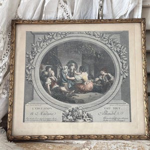 Quadro francese antico | L'Educazione a Madame Fait tout Blondel | Arredamento boudoir | circa 1800