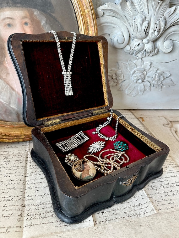 Antique French Napoleon III - Leather Jewelry Box… - image 5