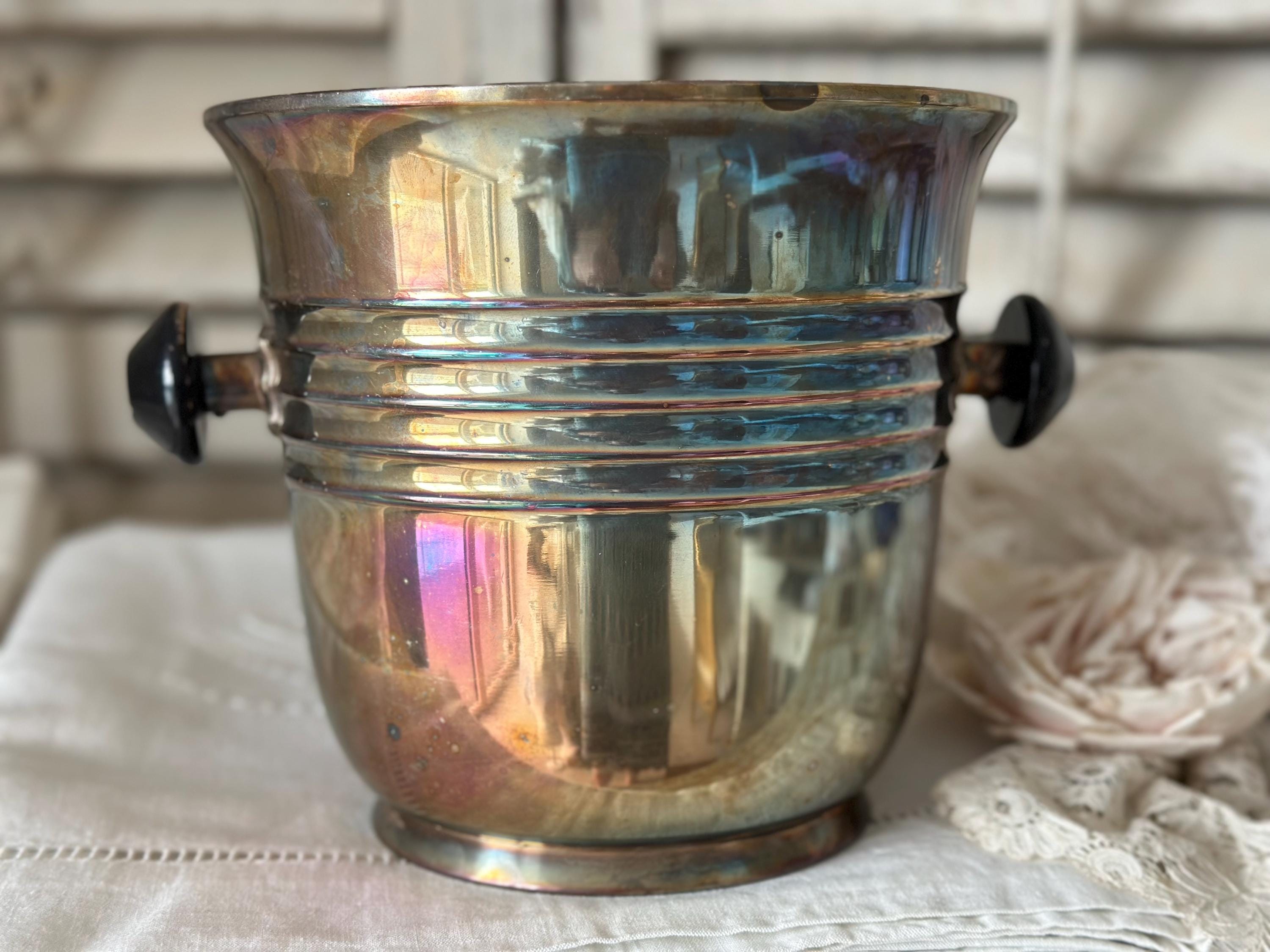 SEAU À GLAÇONS ART DECO métal argenté poinçonné Glace Bar Table