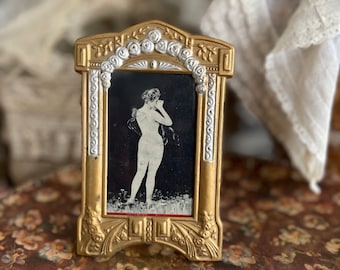 Antique Art Nouveau picture frame photo frame 1900s metal ormolu