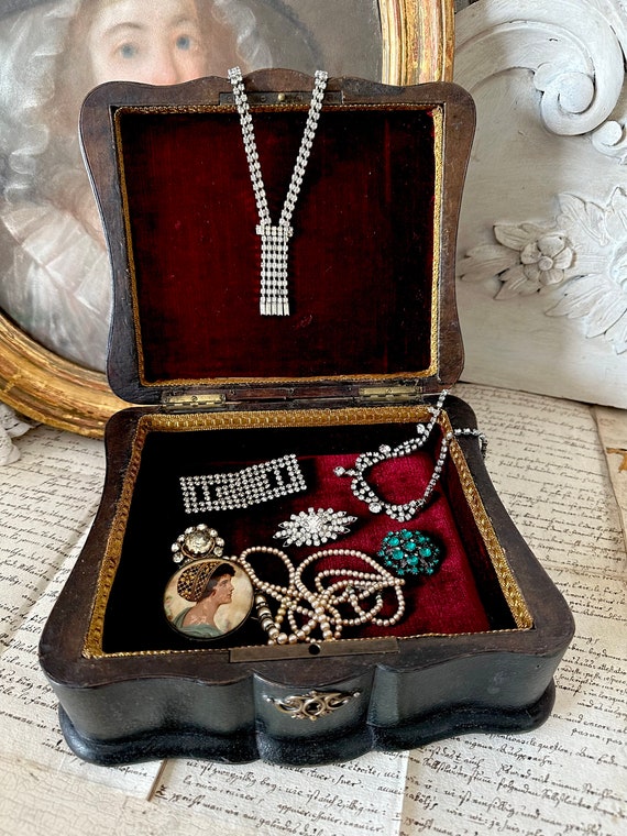 Antique French Napoleon III - Leather Jewelry Box… - image 8