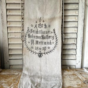 Oryginalny antyczny worek lniany na mąkę - Austria 1879 - worek lniany - worek na zboże - prymitywny dom wiejski - Cottagecore