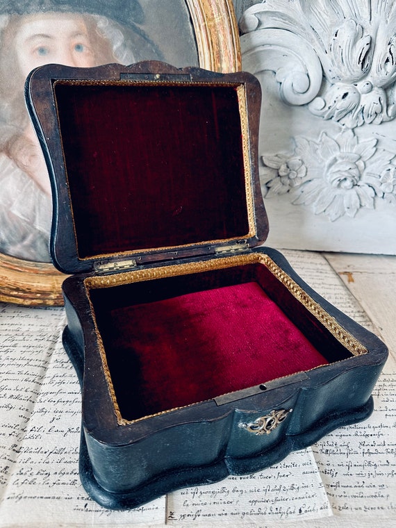 Antique French Napoleon III - Leather Jewelry Box… - image 3