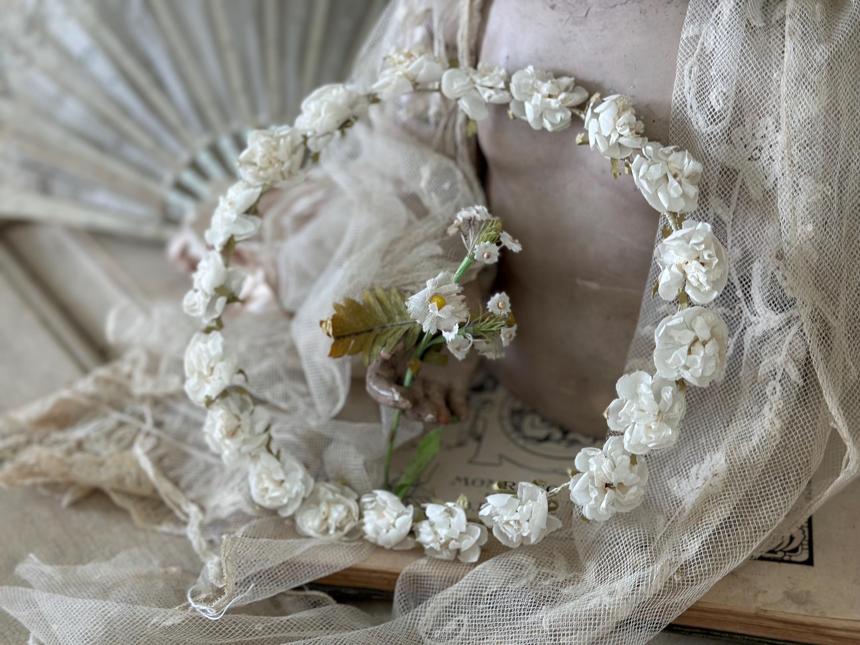 素晴らしいアンティーク 1900 年代の花冠、ウェディング