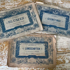 3 album da disegno antichi del 1900 circa – fiori, oggetti, paesaggi | S. Czeiger, Vienna | Oggetti decorativi per brocante e shabby chic