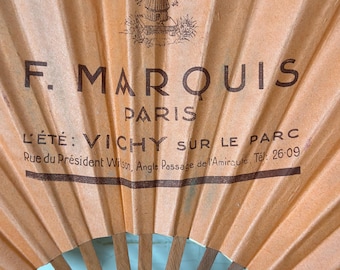 French Art Deco hand fan - advertising fan F. Marquis PARIS - Edwardian Brocante chic