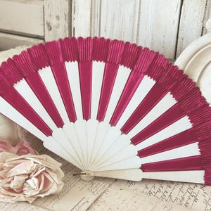 Ventaglio antico in raso di seta Ventaglio Belle Époque magenta boudoir chic