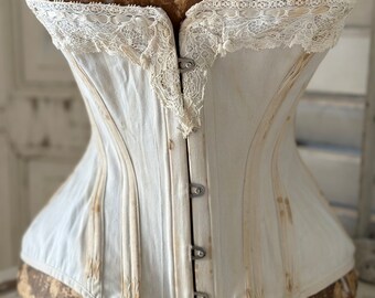 Original Antique 1900s Corset - Victorian Corset - Dream Patina - shabby brocante chic