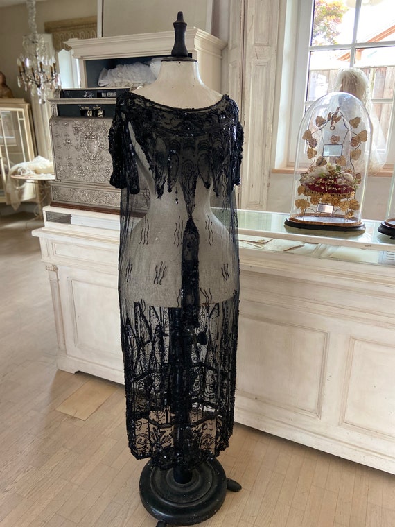 1920s Jet Beaded Antique Dress Antique Dress Glass