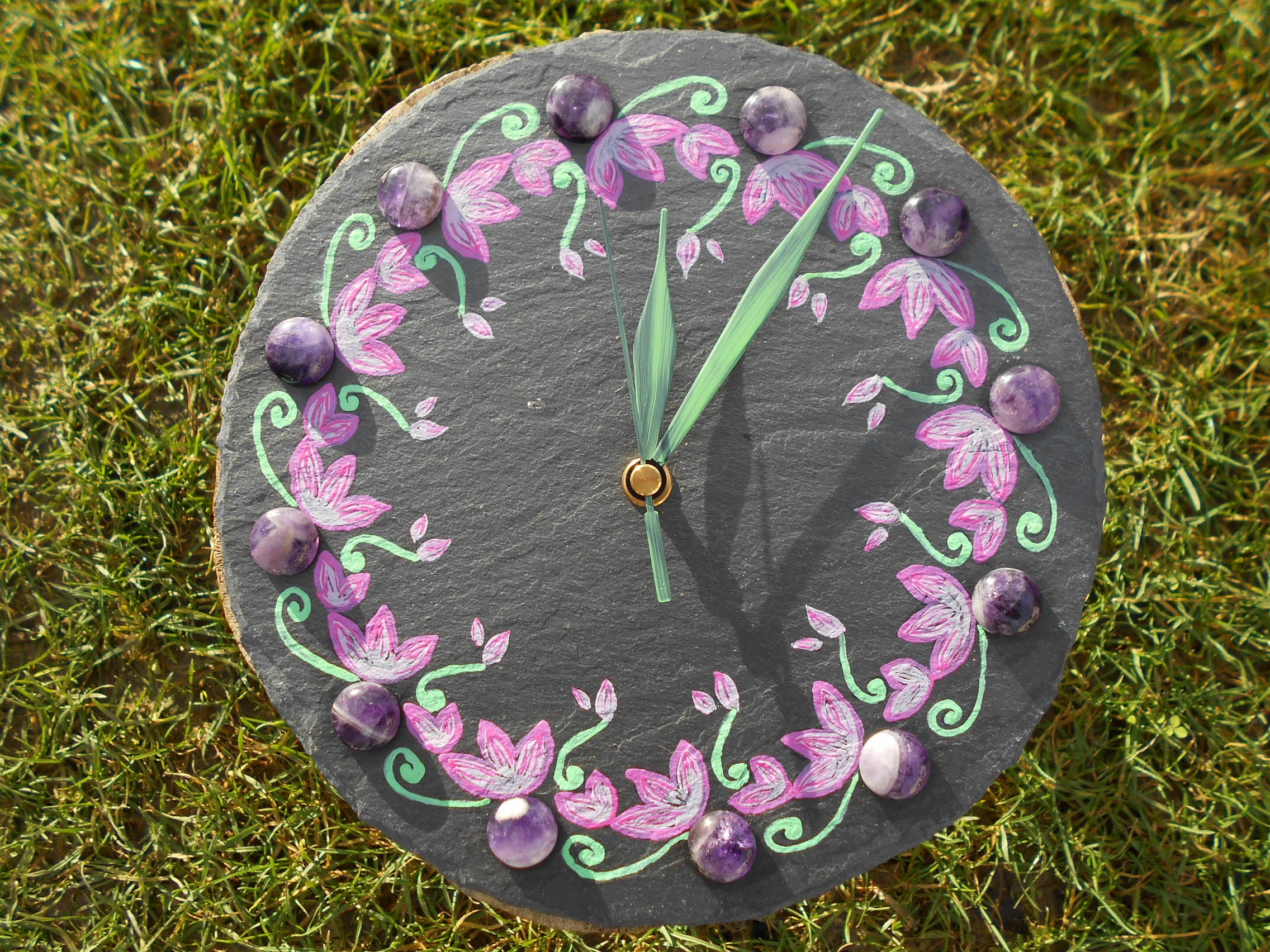 Tendresse-Tour Horloge Pour Mur Ardoise avec Améthyste