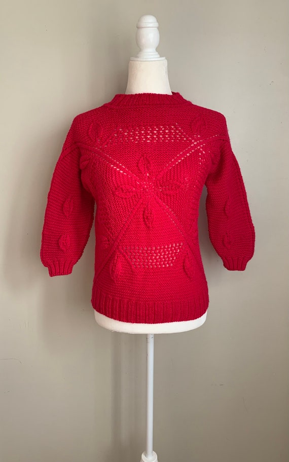 Vintage Pink Hand Knit Sweater - image 2