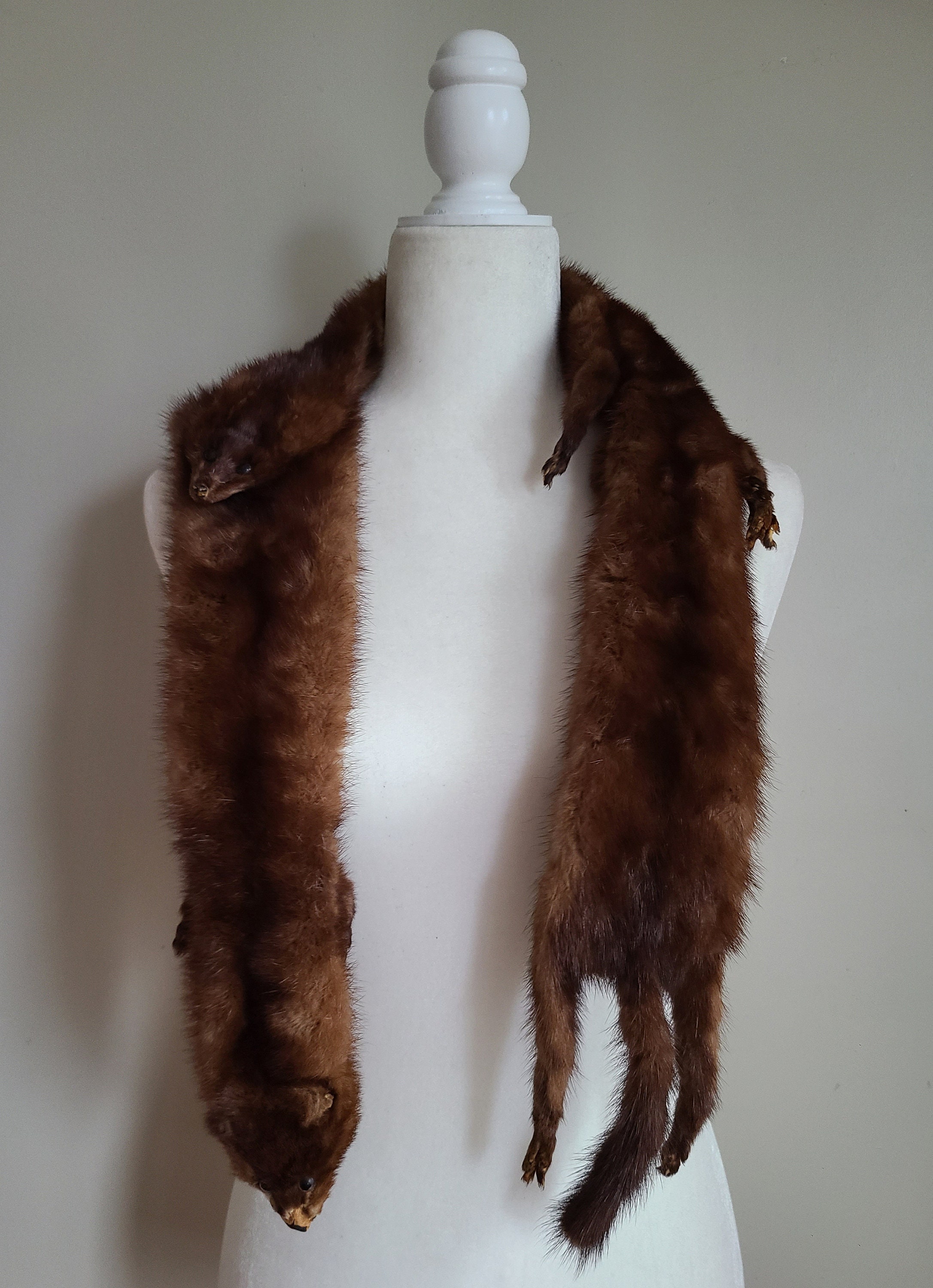 Vintage Mink Fur Three Whole Body Pelts Scarf Etsy