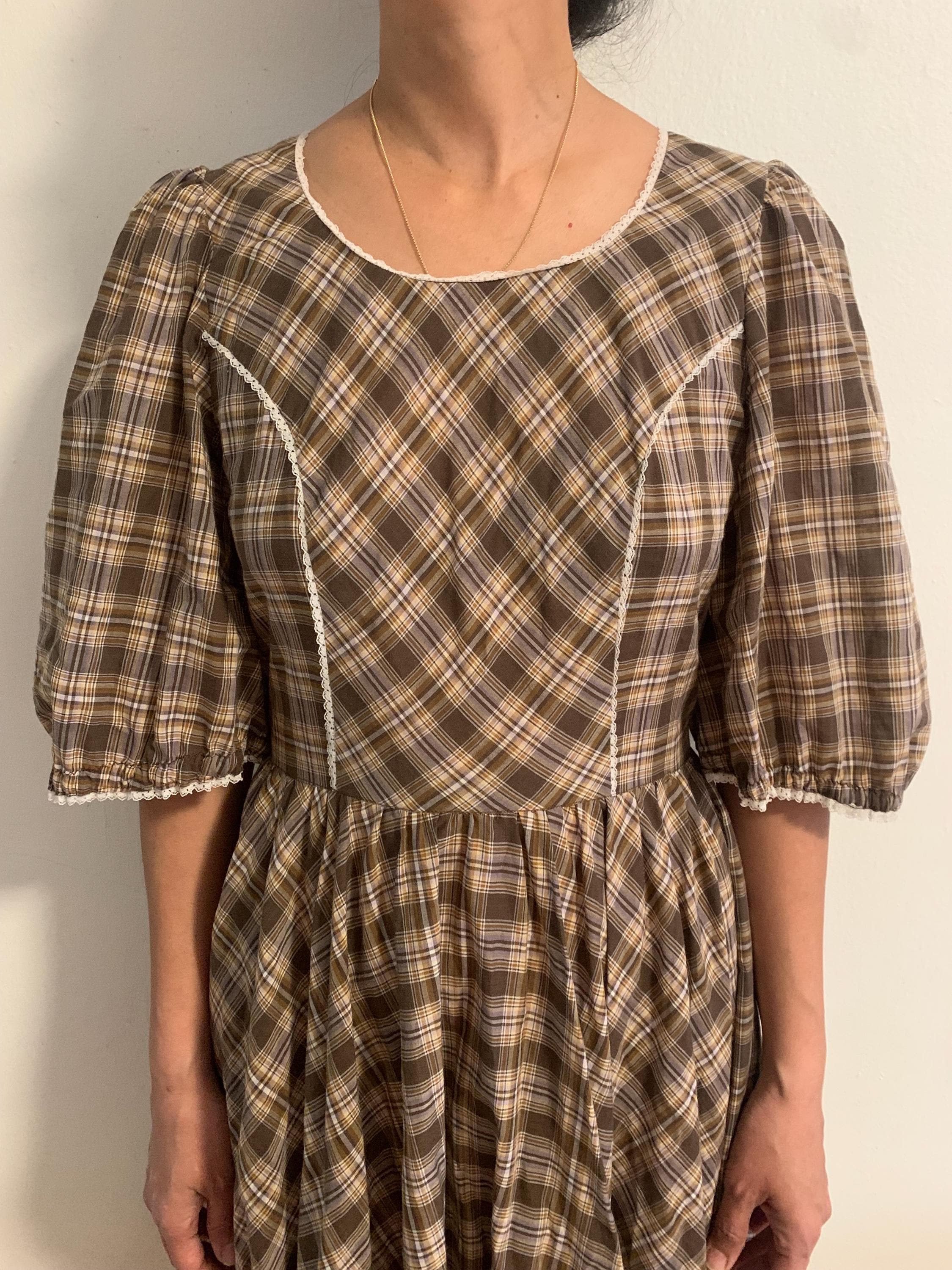 Brown Plaid Dress - Etsy