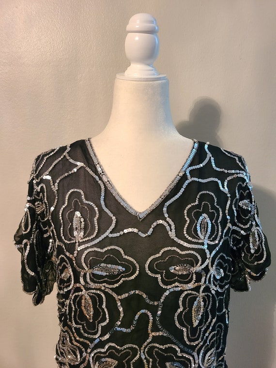 Black sequin silk top - image 2