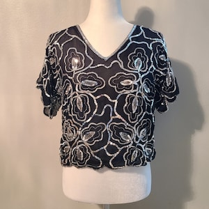 Vintage Sequin Silk Top