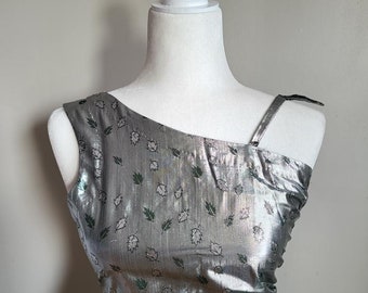 Vintage Silk Silver Leaf Dress