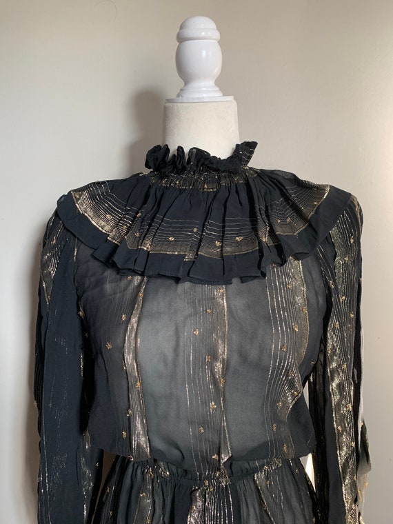 VTG Janelle Black and Gold Silk Dress