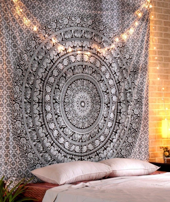 Indian Skull Mandala Queen Size Bed Sheet Bedding Set Dorm Decor Bed Cover Throw 