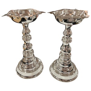 925 Sterling Silver Hallmarked Star Samai (Diya) Set / Kuthu Vilakku Pair