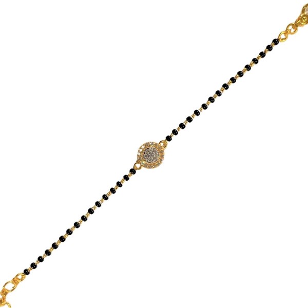 916 Twenty Two Karat (22K) Gold Black Beads Kids 5.5-inch Najariya - Style#10