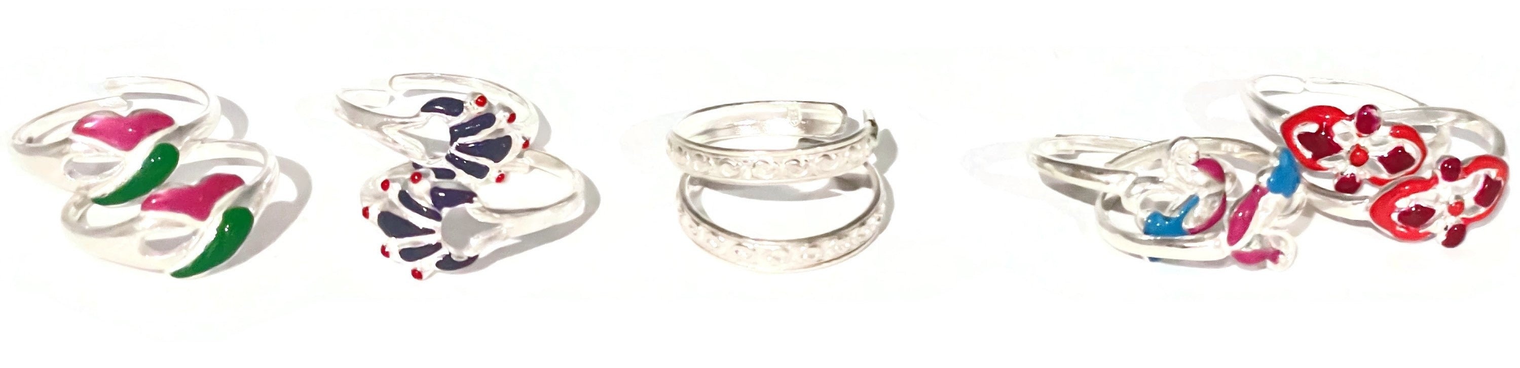 925 Sterling Silver Toe-rings set of Five Pairs Set 09 -  Sweden