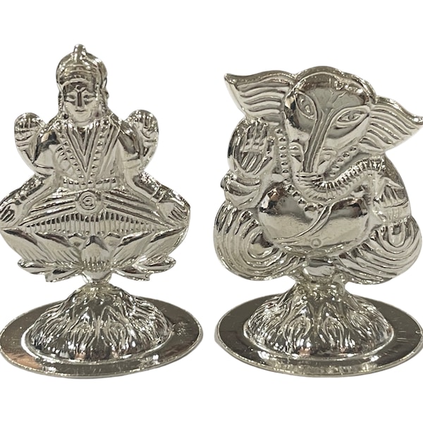 925 Sterling Silber Ganesha & Lakshmi Räucherstäbchenhalter / Agarbatti Ständer Paar - Style # 12