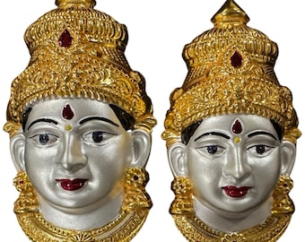 925 Sterling Silver Lakshmi / VaraLakshmi / Ammavaru Face (Figurine #05)