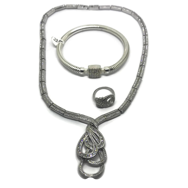 Ring /& Bracelet Combo Design#07 925 Sterling Silver Necklace