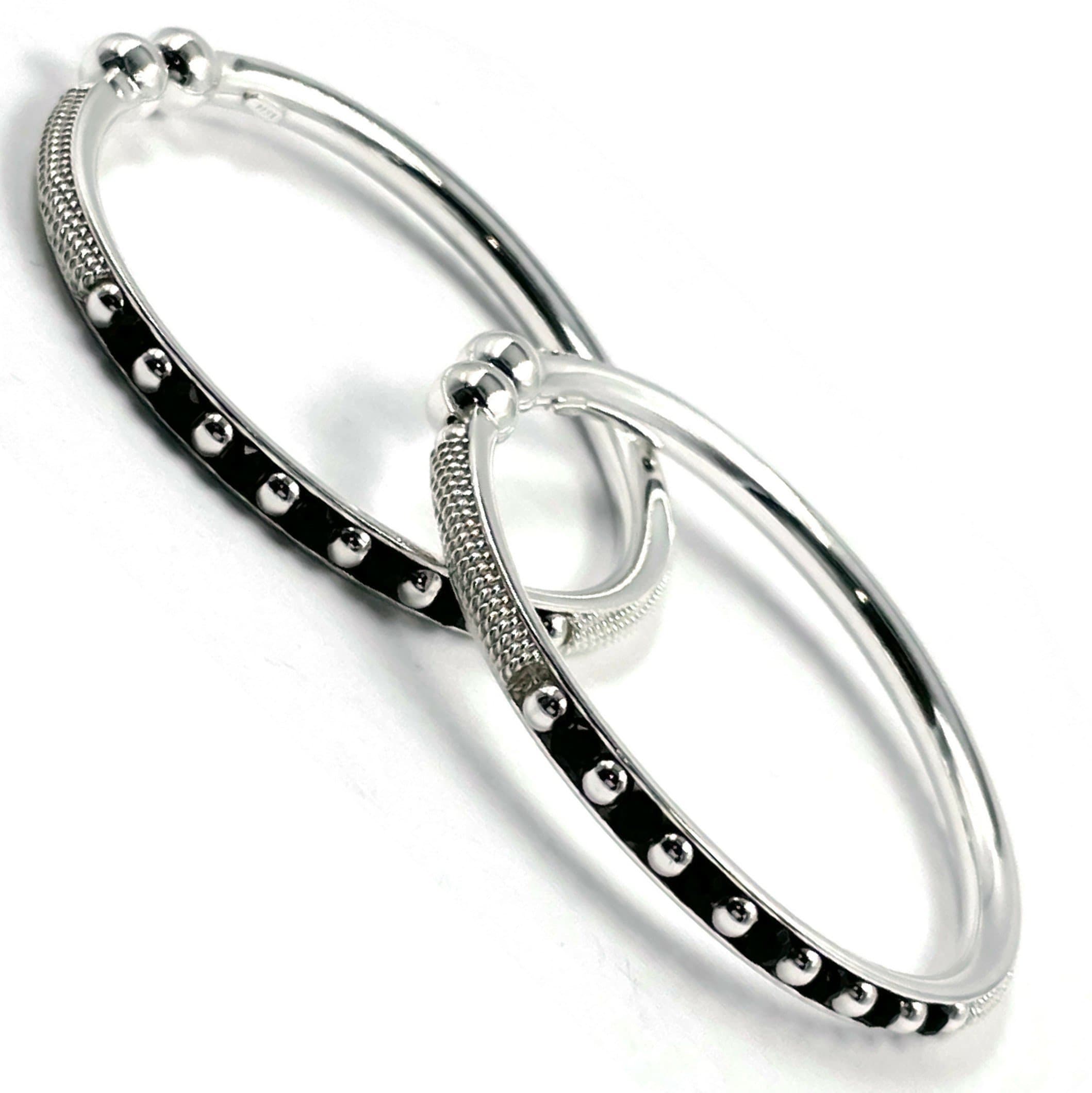 Baby silver bangles store with black beads