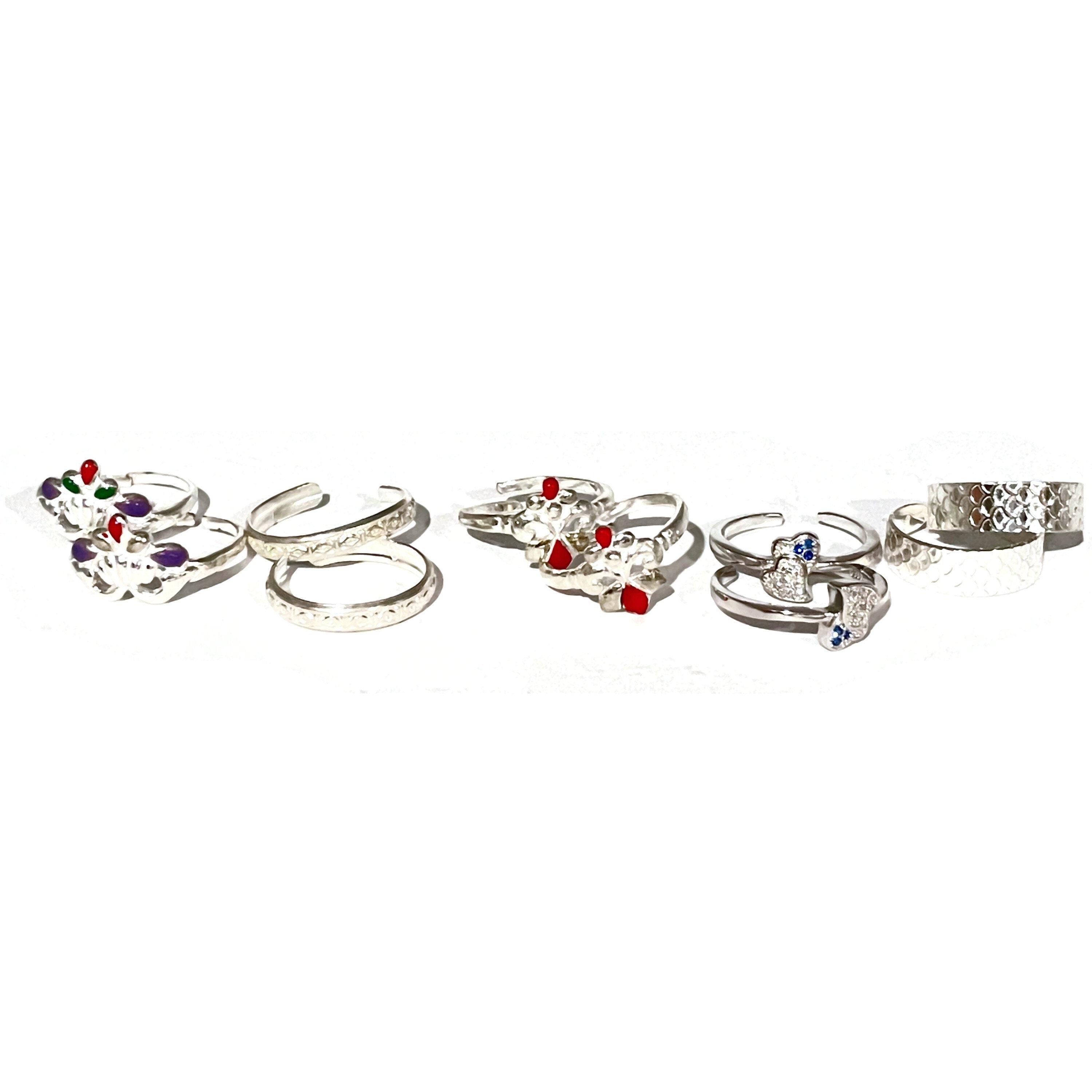 925 Sterling Silver Toe-rings set of Five Pairs Set 06 -  UK