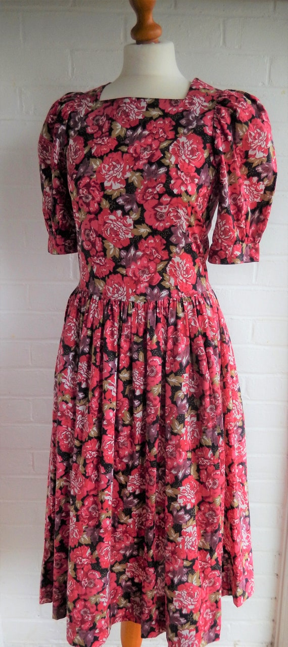 Vintage Laura Ashley Dress 80's Floral - Puff Slee