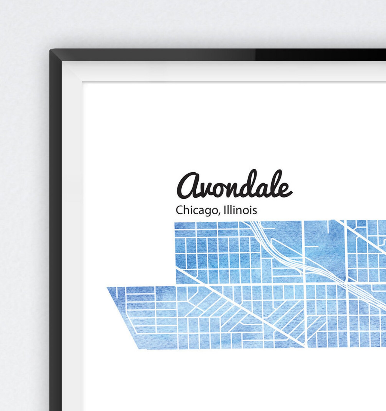 Avondale Chicago Map. Chicago IL Neighborhood. Avondale Art. Etsy