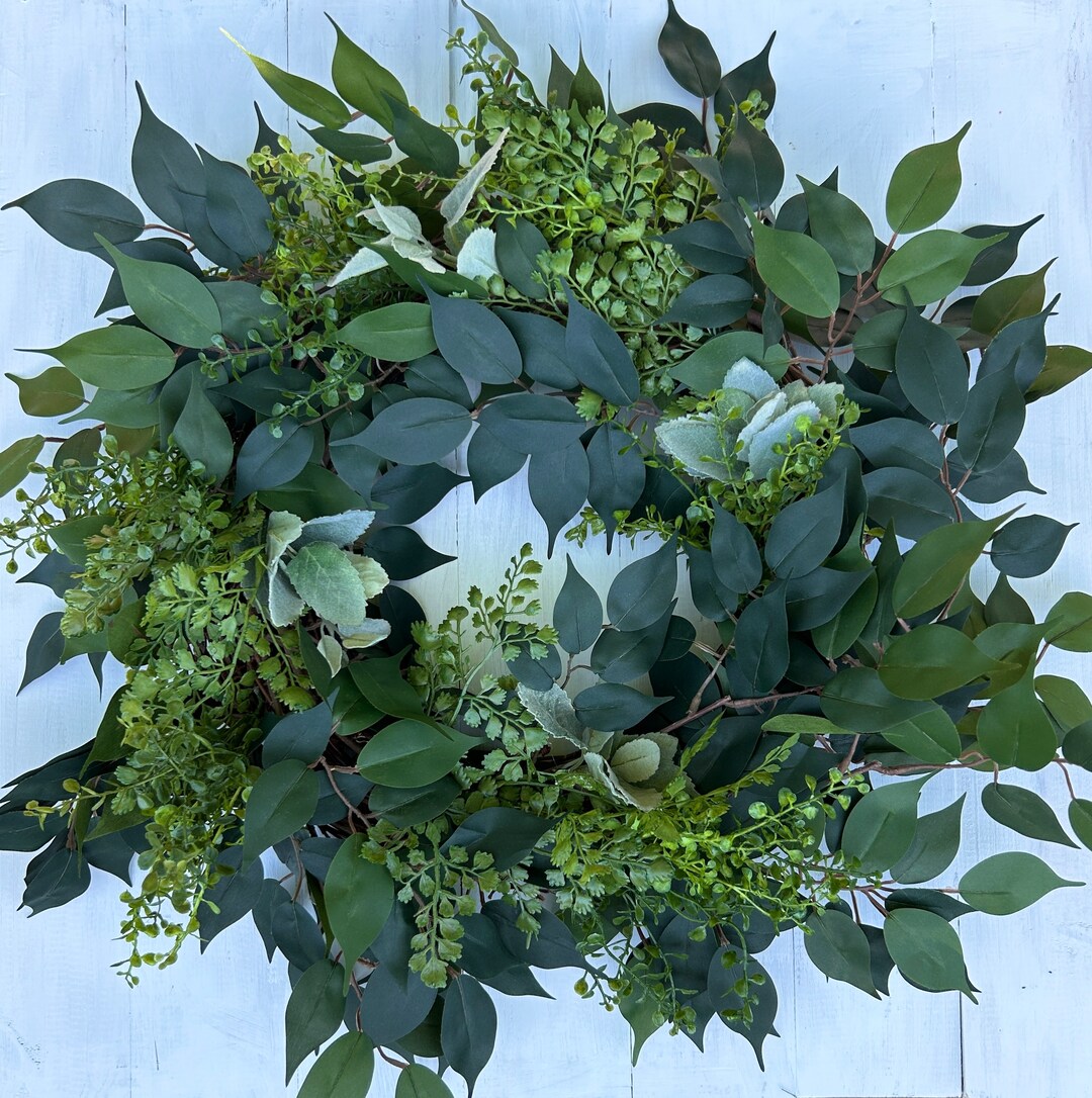 Greenery Wreath Year Round Wreath Front Door Wreath Neutral Etsy
