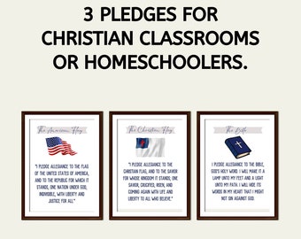 Pledge to the Bible Pledge to the Christian Flag Pledge to the American Flag Homeschool Classroom