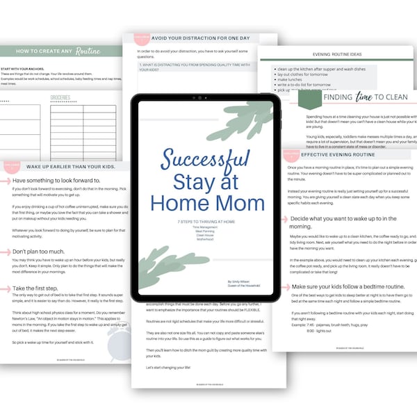 Cuaderno de ejercicios de descarga instantánea para mamás que se quedan en casa