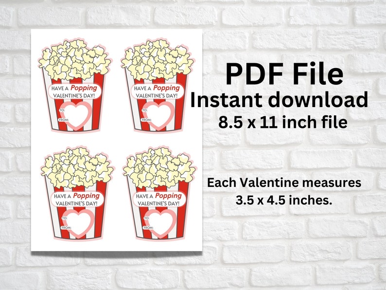 Popcorn Valentine Printable Valentine Day Gift for Teacher Etsy Popcorn Valentine Printable Valentine Day Gift for Teacher Etsy