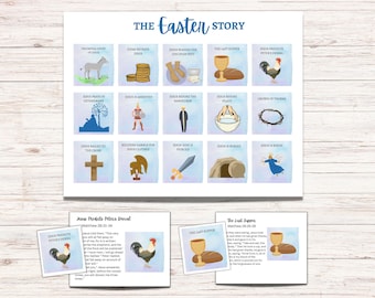 Easter Story Verse Cards for Sunday School Easter Scripture for Kids Easter Lesson Children's Church Easter Story Holy Week Verses
