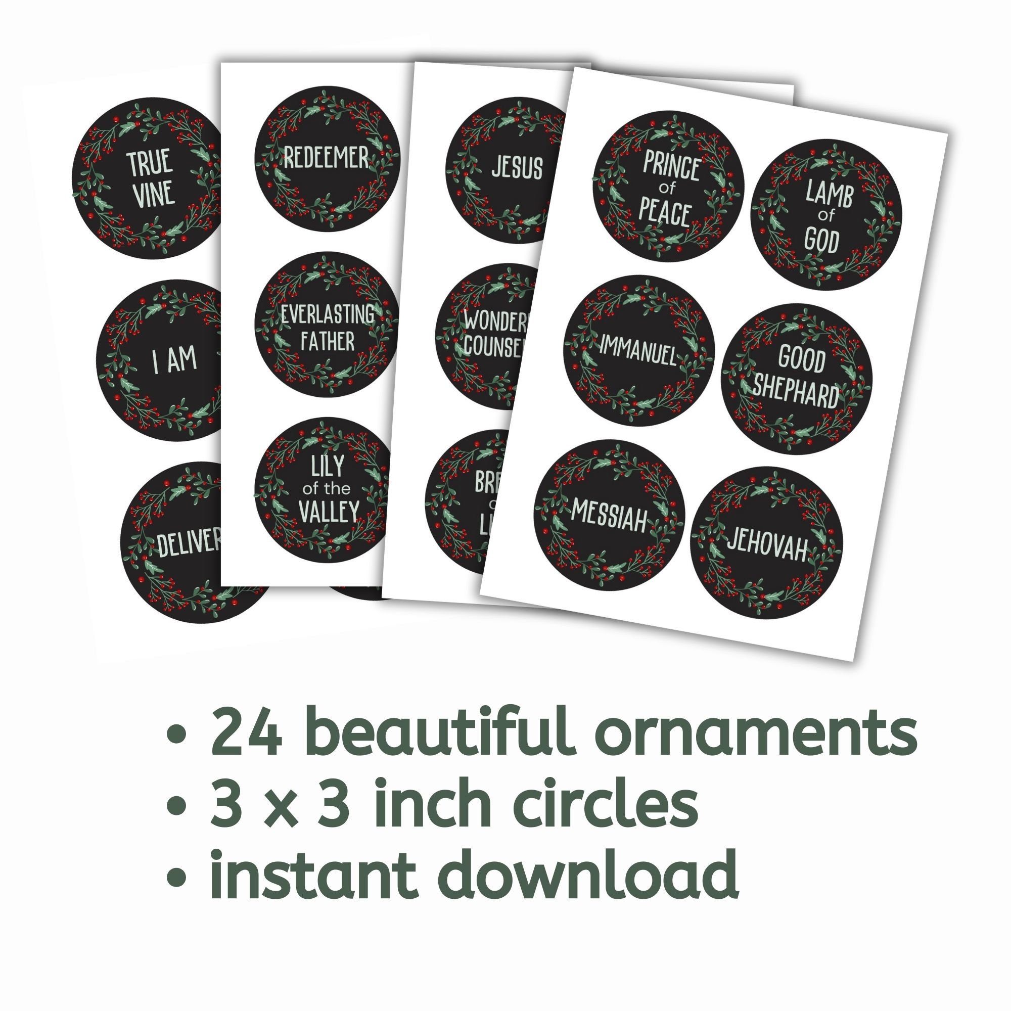 Names of Jesus Ornaments Printable Christmas Ornaments - Etsy
