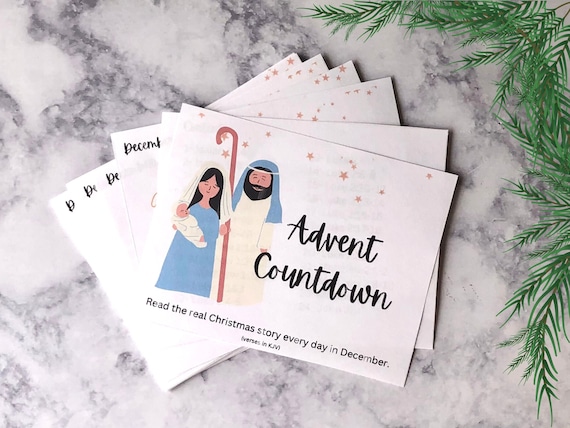 Advent Bible Verses Printable Advent Christmas Calendar Cards Bible Story for Kids Christmas Countdown Christmas Advent Activity