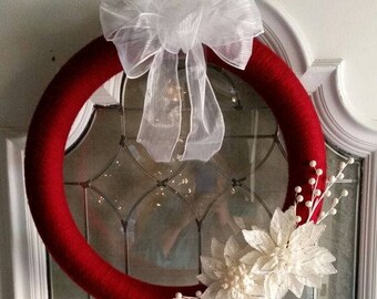 Deep Red Christmas Yarn Wreath