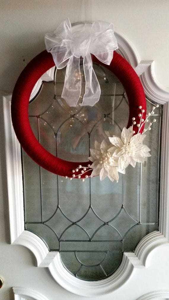 Deep Red Christmas Yarn Wreath